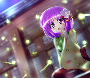 阿求さんと縁側と蛍