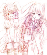 【ラフ】うどんげ＆てゐ「ニーソの丈と円高は密接に関係しているらしいよ！」