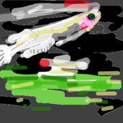 水面に映る白メダカ