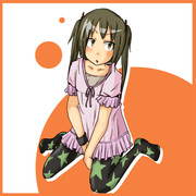 女の子座りツインテール