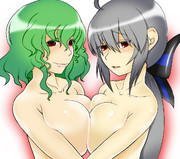 幽香さんとハクさんの乳合わせ