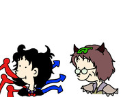 封獣ぬえと、二ッ岩マミゾウを、デフォルトで描いてみた（棒読み）