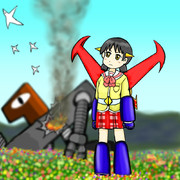 【お題お絵描き】マジンガーＮＡＮＯ「ＮＡＮＯ、花畑に独り立つ！」