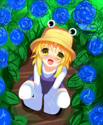 諏訪子と紫陽花（第九回ヒロ生お絵かき大会）