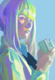 お茶を飲む女の子