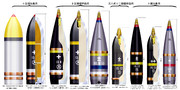野戦重砲の各種戦用弾薬