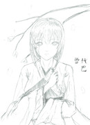 【ラフ】　白梅に風花舞う