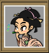 しゃぼんを吹く女