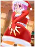 『サンタコスをしている中川かのんがセクシーポーズをしている絵』