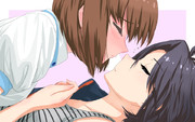 萩原 雪歩がドキドキしながらキスをしている絵を描きます。 描きました。