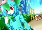 アオナが青菜を食べる