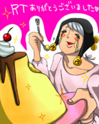 割烹着を着て泣きながらプリンを食べるリゾット