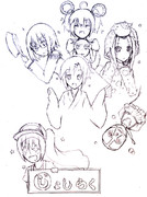 【シャーペン＋Pixia】こすぷれぱーてぃー。（じょしらく）【線画】