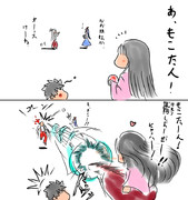 ボールをもこたんの頭にシュゥゥゥーッ！！