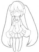 ミクさん線画　塗ってもいいのよ！