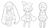 ミク　リン　GUMI 線画　塗ってもいいのよ！！