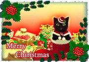 ブーツinちび黒猫のクリスマスカード
