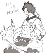 お絵かきの森でポートガス・Ｄ・エース（白黒）