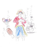 ５歳が描いた　色白ルフィ　（‘ｖ‘）