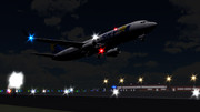 夜の茨城空港とスカイマークB737