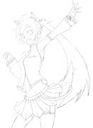 N(ねこ)M(みみ)型ヘッドセット装着のミクさん(線画)