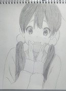 鉛筆で北白川たまこ描いてみた。【たまこまーけっと】