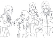 仲良く（？）アイス（ぬり絵用）