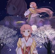 桜吹雪と朧月