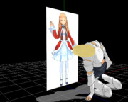 レア様（平面）を覗こうとするイーノック