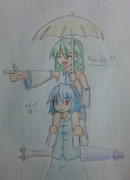 早苗「小傘さん！これが外の世界でトレンドな相々傘です！」