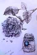 小瓶とバラ