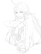 少し前に描いた勇儀姐さんの線画