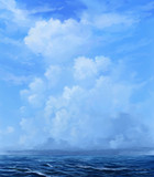 フリー素材――夏の海と入道雲