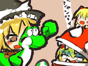 魔理沙とアリスのヨッシーアイランド支援絵