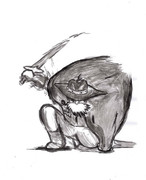 風の谷のナウシカ　「ユパ様」　墨で描いた。