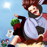「影狼～、スイカ割りしようぜ！」