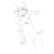 妹ちゃん　水着　線画