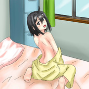 小町の汗を拭く