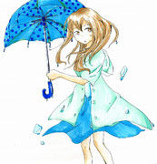 雨の日の少女