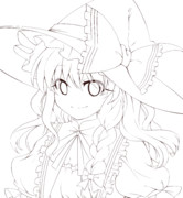 キノコ╰⋃╯の線画だぅ！！ヌってもイイのよ？【魔理沙】