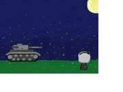月と戦車と蛍とみょん