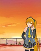 夕焼けと照れるネルさん
