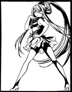 蒼き鋼のアルペジオ　タカオ　切り絵　モノクロ