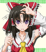 昼寝中に額に肉と書かれた霊夢