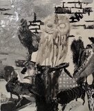 [課題]白黒のみで剥製を自由に構成して描きなさい。