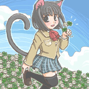 お題/ブレザー制服の格好で猫耳を装着している天倉繭（Pixivの色違い）