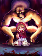 狼を狩っているダイナマイトボディおばあさんと闇赤ずきん