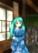 降りしきる雨の中