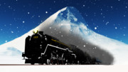 雪の中を走る蒸気機関車