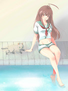 球磨と猫と水辺